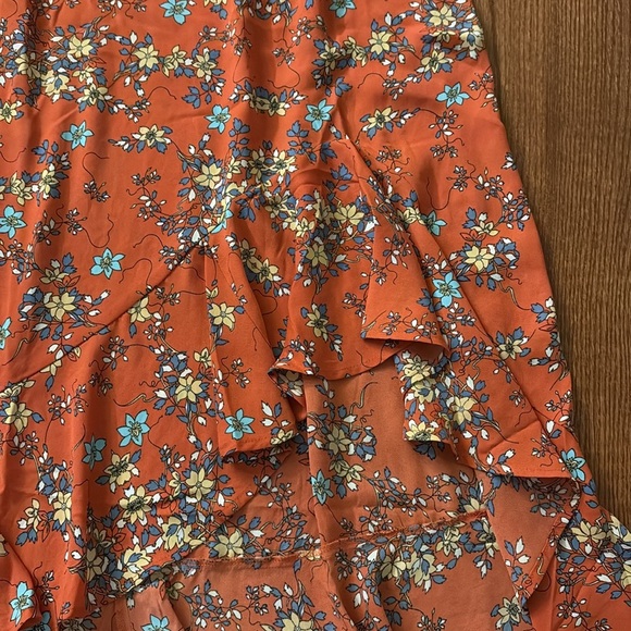 Max Studio floral high low ruffled midi skirt flowy flounce elastic waist large - Picture 11 of 12